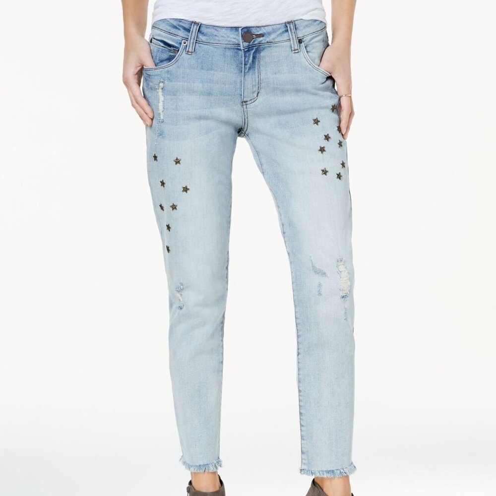 STS BLUE New Jeans Tomboy Star Studded Raw Hem Ankle Blue Pants NWT Women's 32 - Picture 4 of 17